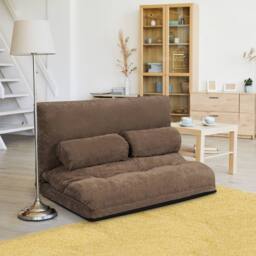 Costway 3 IN 1 Convertible Floor Sofa Bed Floor Sleeper Seat in Brown
