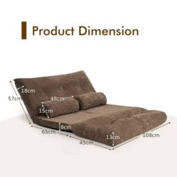 Costway 3 IN 1 Convertible Floor Sofa Bed Floor Sleeper Seat in Brown - thumbnail 2