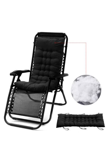 Garden Sanctuary 40x110cm Beach Lounge Seat Cushion Office Sofa Chair Cushion Rocking Chair Pad in Black - Size: 40x110 cm - image 1