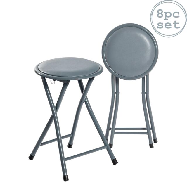Harbour Housewares Padded Folding Stools Pack of 8 in Grey - image 1