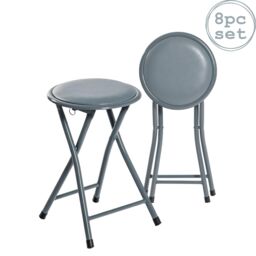 Harbour Housewares Padded Folding Stools Pack of 8 in Grey - thumbnail 1