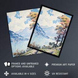 Artery8 Wall Art Print Scenic Lake District Landscape with Autumn Trees Framed - Size: A4 - thumbnail 2