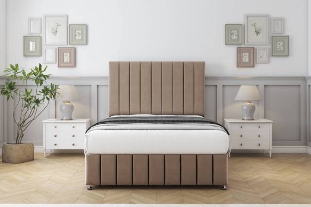 "Sloomy California Plush Divan Set 2 Drawers-54"" Headboard-Footboard in Bronze - Size: Single" - image 1