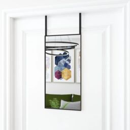 Berkfield Home Door Mirror Black 30x60 cm Glass & Aluminium - thumbnail 1