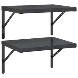 Berkfield Home Wall Shelves 2 pcs 50x40 cm Black Stainless Steel - thumbnail 2
