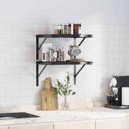 Berkfield Home Wall Shelves 2 pcs 50x40 cm Black Stainless Steel - thumbnail 3