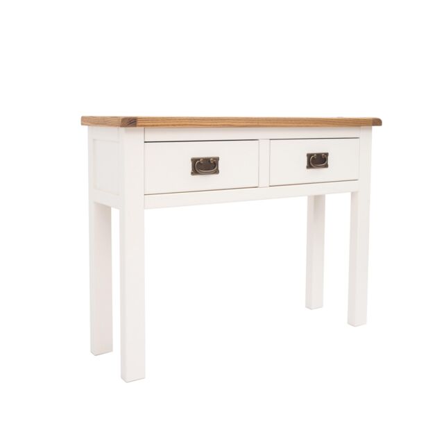 Cabinet Bits Lovere Off-White 2 Drawer Console Table Brass Drop Handle - image 1