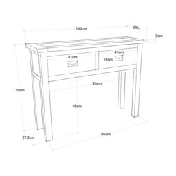 Cabinet Bits Lovere Off-White 2 Drawer Console Table Brass Drop Handle - thumbnail 6