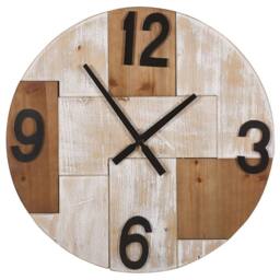 Wyld and Coco Rustic 60cm Handmade Wall Clock Light Brown Round Dial Black Hands - thumbnail 2