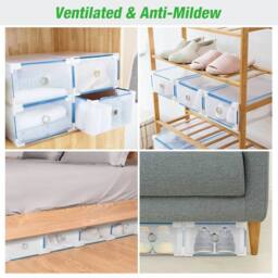 KORVIXA 10x Clear Plastic Shoe Storage Boxes - Size: 100 cm x 60 cm - thumbnail 6