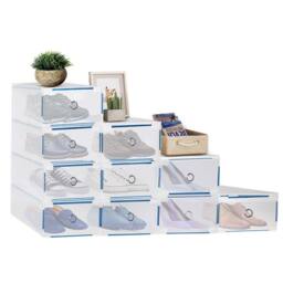 KORVIXA 10x Clear Plastic Shoe Storage Boxes - Size: 100 cm x 60 cm