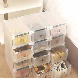 KORVIXA 10x Clear Plastic Shoe Storage Boxes - Size: 100 cm x 60 cm - thumbnail 4