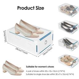 KORVIXA 10x Clear Plastic Shoe Storage Boxes - Size: 100 cm x 60 cm - thumbnail 2