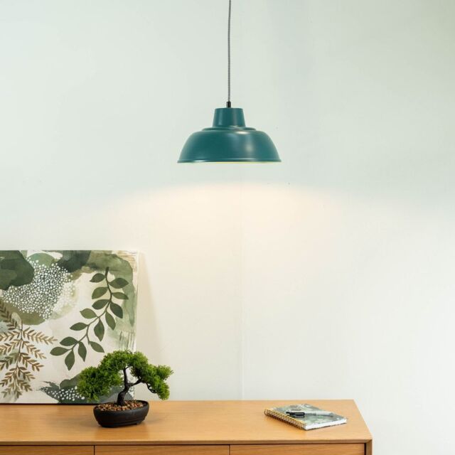 ValueLights Morris Metal Drop Hanging Pendant Ceiling Light with LED Bulb in Blue - image 1