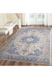 Living and Home 180cm L x 100cm W Luxurious Faux Cashmere Large Floral Area Rug for Living Room Bedroom in Blue - Size: 180 cm x 100 cm - thumbnail 2