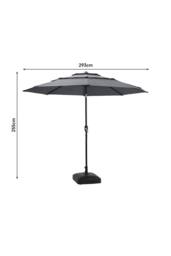 Garden Sanctuary 3-Tier Outdoor Garden Umbrella with Crank & Woven-Pattern Stand in Light Grey - thumbnail 5