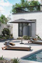 Garden Sanctuary 3-Tier Outdoor Garden Umbrella with Crank & Woven-Pattern Stand in Light Grey - thumbnail 2
