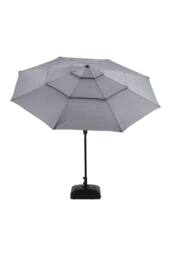 Garden Sanctuary 3-Tier Outdoor Garden Umbrella with Crank & Woven-Pattern Stand in Light Grey - thumbnail 4