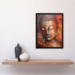 Artery8 The Autumn Buddha Meditate Buddhist Statue Acrylic Painting Relaxation Spa Treatment Room Art Print Framed Poster Wall Decor 12x16 inch - thumbnail 4