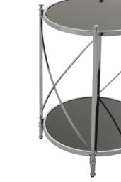 Orsina Black Mirrored Side Table By Couch, Geometric Round Table, Spacious Bedside Table, Silver Decorative Table - thumbnail 5