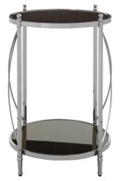 Orsina Black Mirrored Side Table By Couch, Geometric Round Table, Spacious Bedside Table, Silver Decorative Table - thumbnail 1