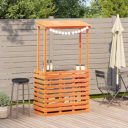 Berkfield Home Outdoor Bar Table with Roof Brown 112.5x57x195.5 cm Solid Wood - thumbnail 1