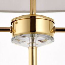 Loops 1.5m Twin Floor Lamp Brass & White Shade 2 Bulb Standing Living Room Light Base - thumbnail 4