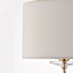 Loops 1.5m Twin Floor Lamp Brass & White Shade 2 Bulb Standing Living Room Light Base - thumbnail 3