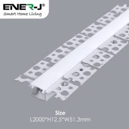 ENER-J 51.3x12.5mm Trimless Recessed LED Profile for Drywall 2m (4) in White - thumbnail 2