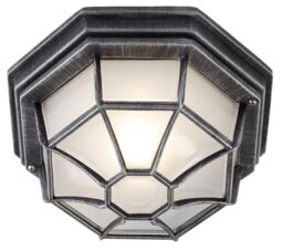 Happy Homewares Traditional Hexagonal Die-Cast Aluminium Flush Ceiling Porch Light in Silver