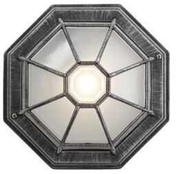 Happy Homewares Traditional Hexagonal Die-Cast Aluminium Flush Ceiling Porch Light in Silver - thumbnail 2