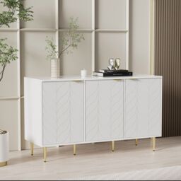AKA Modern dining room cabinet gilded legs & handles chest of drawers in White - thumbnail 3