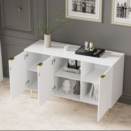 AKA Modern dining room cabinet gilded legs & handles chest of drawers in White - thumbnail 4