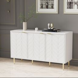 AKA Modern dining room cabinet gilded legs & handles chest of drawers in White - thumbnail 2