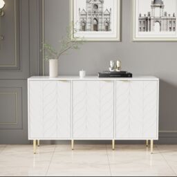AKA Modern dining room cabinet gilded legs & handles chest of drawers in White - thumbnail 1