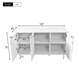 AKA Modern dining room cabinet gilded legs & handles chest of drawers in White - thumbnail 6