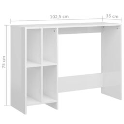 Berkfield Home Notebook Desk High Gloss White 102.5x35x75 cm Engineered Wood - thumbnail 6