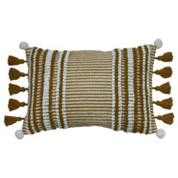 Furn Lotta Geometric Tasselled Cushion in Orange