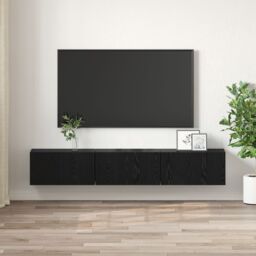 Berkfield Home TV Cabinet Set Black Oak Engineered wood Medium TV Cabinet - thumbnail 4