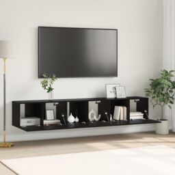 Berkfield Home TV Cabinet Set Black Oak Engineered wood Medium TV Cabinet - thumbnail 1