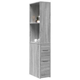 Berkfield Home Narrow Bathroom Cupboard with Wheels Grey Sonoma Engineered Wood - thumbnail 2