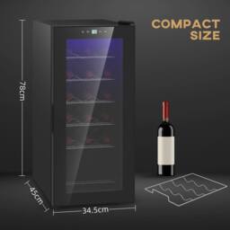 HOMCOM 50L Freestanding Wine Fridge with Temperature Control LED Light in Black - thumbnail 5