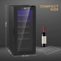HOMCOM 50L Freestanding Wine Fridge with Temperature Control LED Light in Black - thumbnail 6