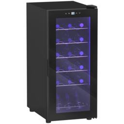 HOMCOM 50L Freestanding Wine Fridge with Temperature Control LED Light in Black - thumbnail 2