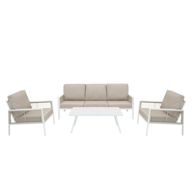Monstershop Aluminium 4 Piece Sofa Set - White - image 1
