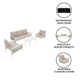 Monstershop Aluminium 4 Piece Sofa Set - White - thumbnail 2