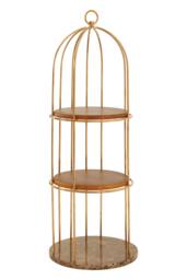 Orsina Spacious Small Cage Design Bookshelf, Durable Bird Cage Design Book Storage Shelf, Stylish Tall Book Shelf in Gold - thumbnail 2