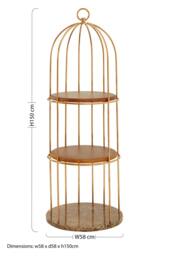 Orsina Spacious Small Cage Design Bookshelf, Durable Bird Cage Design Book Storage Shelf, Stylish Tall Book Shelf in Gold - thumbnail 5