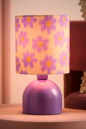 ValueLights Mileys Purple Floral Print Table Lamp & Bulb in Lilac