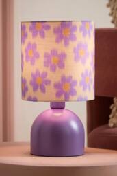 ValueLights Mileys Purple Floral Print Table Lamp & Bulb in Lilac - thumbnail 2